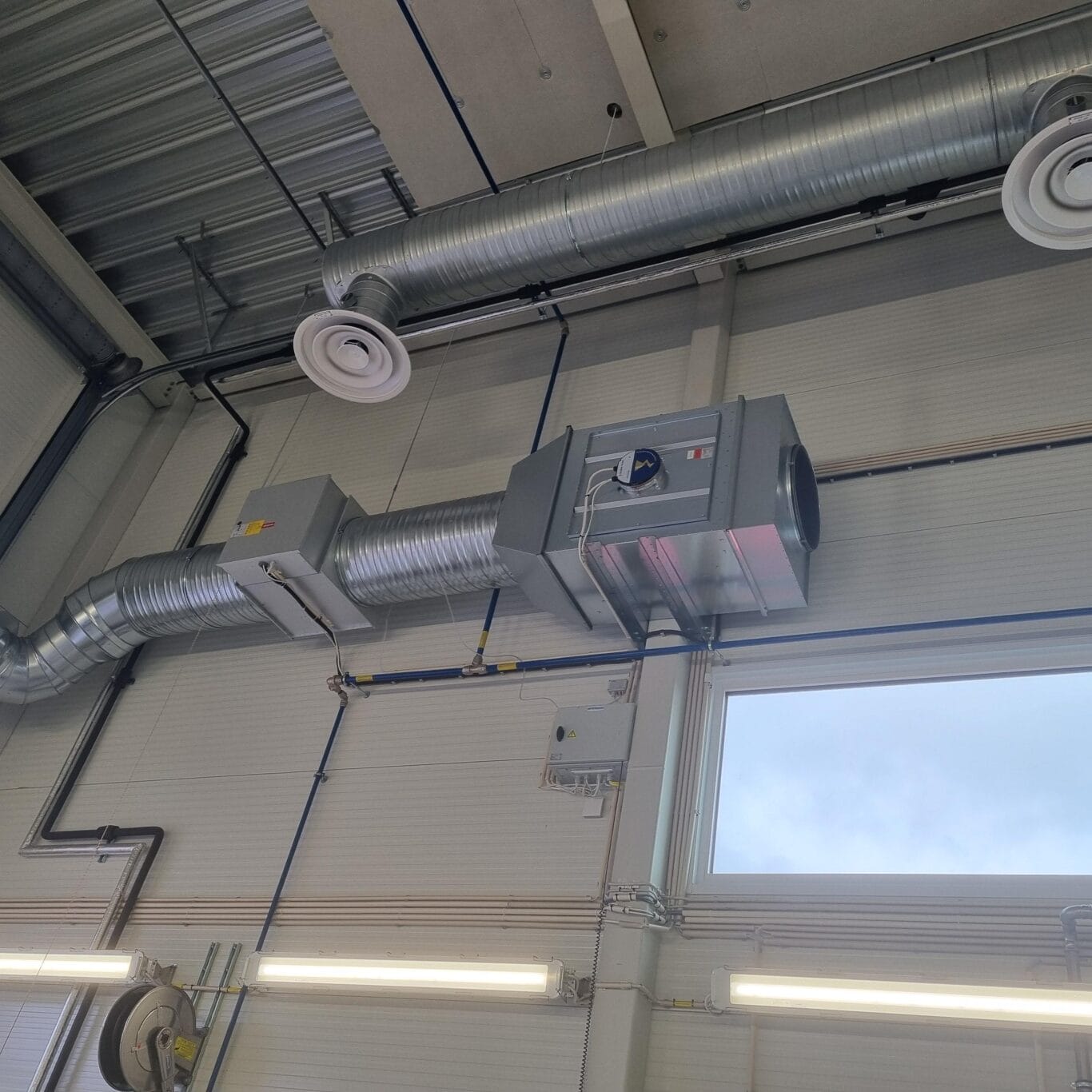 A Closeup of a Masterveil Airstop fanbox installed at a carwash