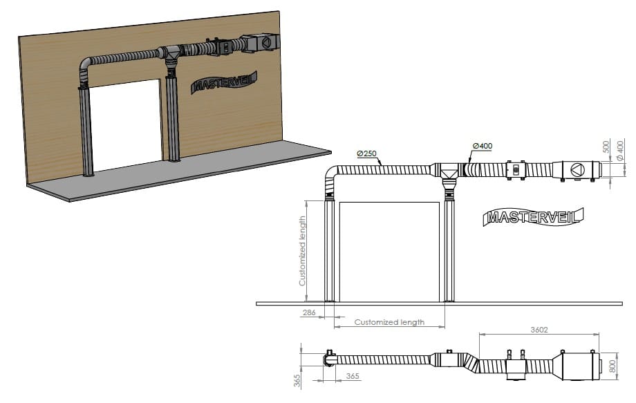 a picture of aDrawing of a Masterveil air curtain